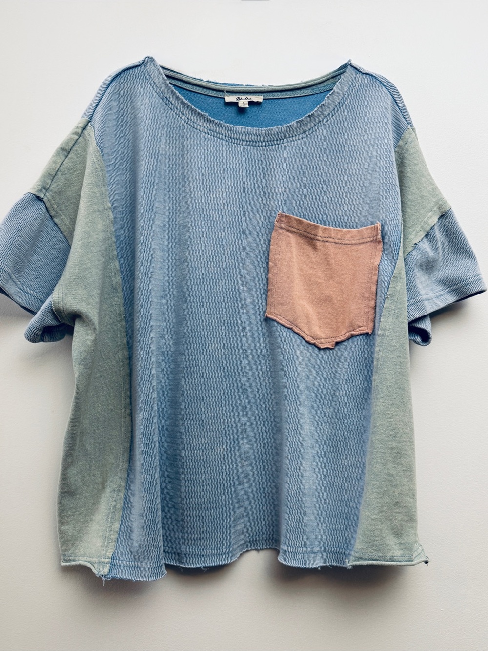 Blue Velvet Oversized Peace Sign Color-block Hippie Tee | Size S fits up to XL